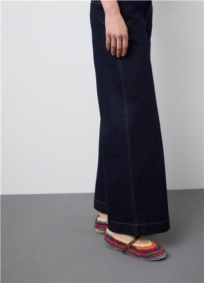 Stretch Pamuklu Denim Mavi Straight Fit Pantolon