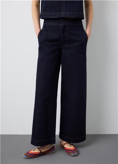 Stretch Pamuklu Denim Mavi Straight Fit Pantolon