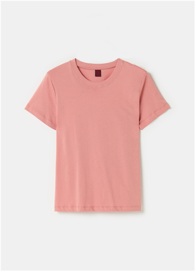 Supima Pamuklu Jarse Pembe Tişört