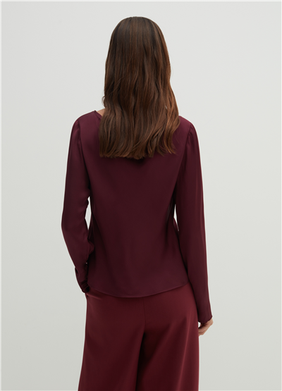 Sürdürülebilir Viskon Saten Bordo Bluz