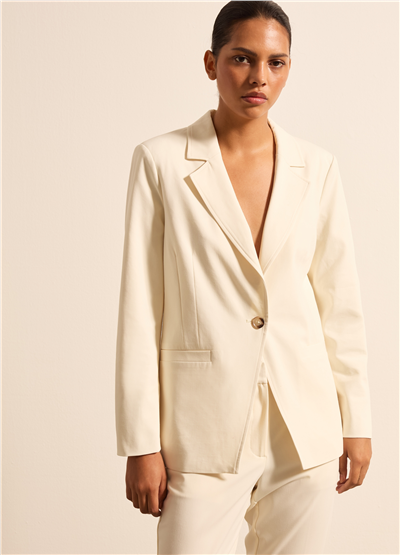 Tek Düğmeli Bej Blazer