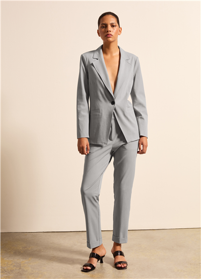 Tek Düğmeli Gri Blazer