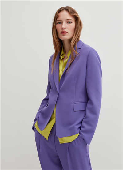 Tek Düğmeli Mor Blazer