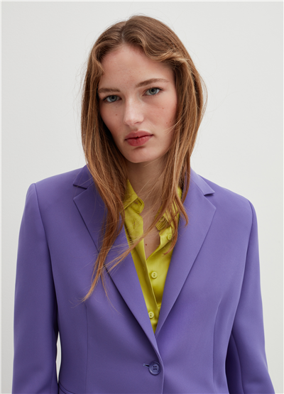 Tek Düğmeli Mor Blazer