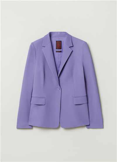 Tek Düğmeli Mor Blazer