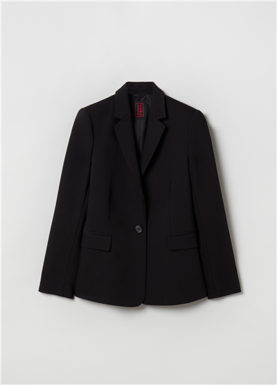 Tek Renkli Tek Sıra Düğmeli Siyah Blazer