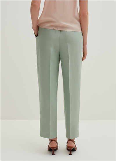 Ters Pileli Havuç Kesim Mint Pantolon