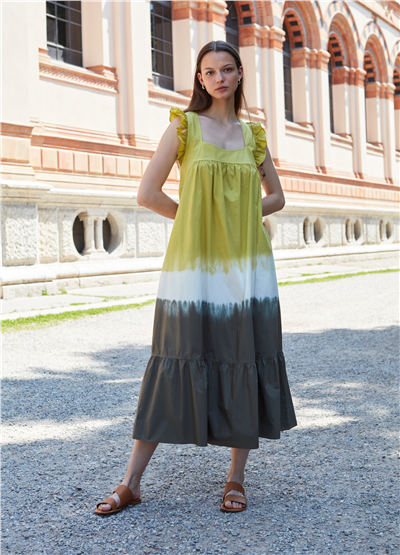 Tie-Dye Desenli Uzun Elbise