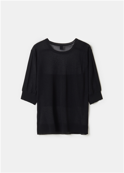 Transparan Görünümlü Oversize Siyah Bluz