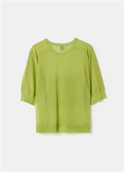 Transparan Görünümlü Oversize Yeşil Bluz