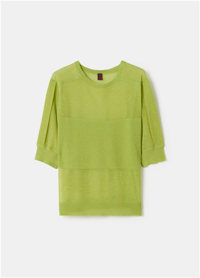 Transparan Görünümlü Oversize Yeşil Bluz