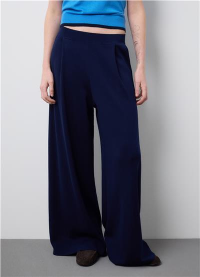 Mavi Bol Kesim Saf Pamuk Pantolon