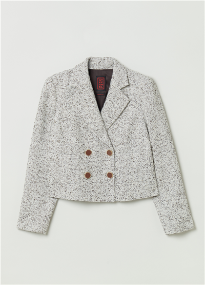 Tüvit Beyaz Kruvaze Blazer