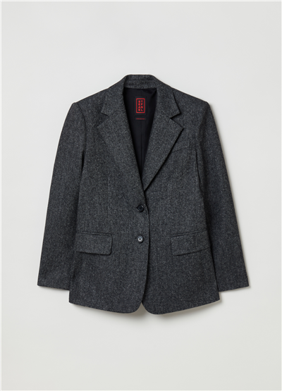 Tüvit Düğmeli Gri Blazer Ceket