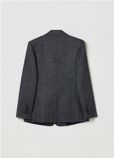 Tüvit Düğmeli Gri Blazer Ceket
