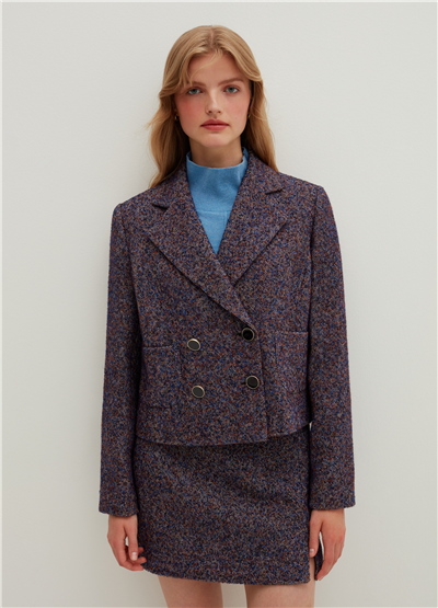 Tüvit Gri Kruvaze Blazer