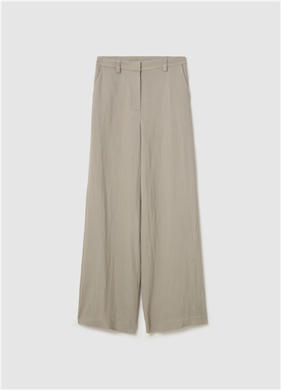 Twill Kumaş Bol Paça Gri Pantolon