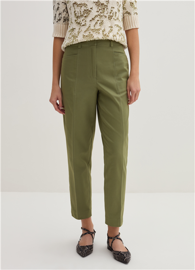 Twill Kumaş Yeşil Havuç Kesim Pantolon