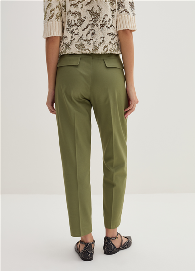 Twill Kumaş Yeşil Havuç Kesim Pantolon