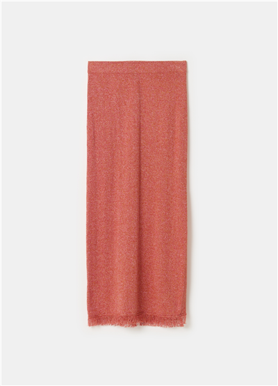 Uzun Püsküllü Pembe Muline Bej Etek