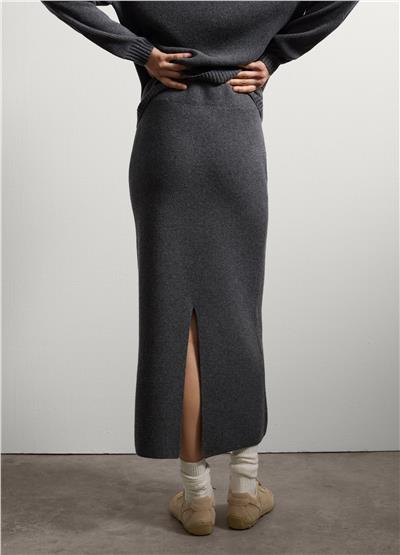 Uzun Yün Karışımlı Etek Normal Kesim