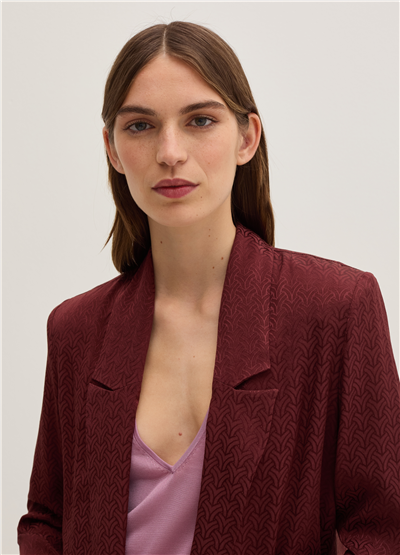 Viskon Jakarlı Açık Model Bordo Blazer