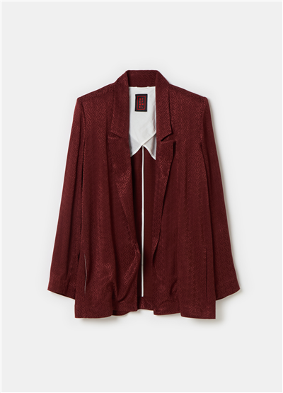Viskon Jakarlı Açık Model Bordo Blazer