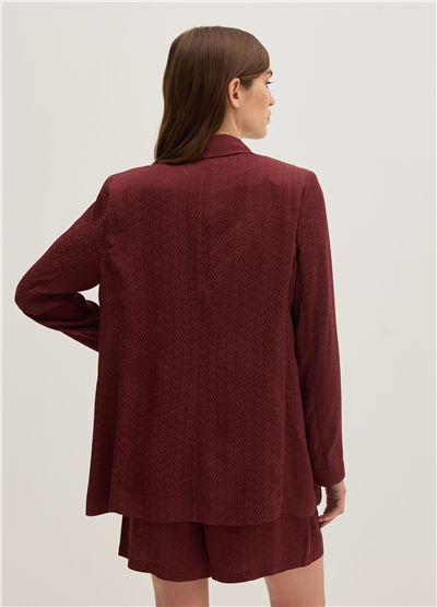 Viskon Jakarlı Açık Model Bordo Blazer