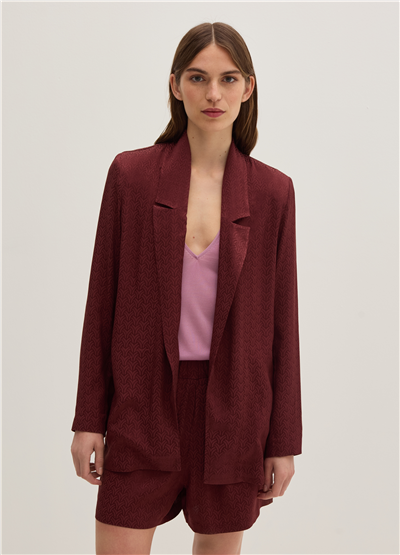 Viskon Jakarlı Açık Model Bordo Blazer