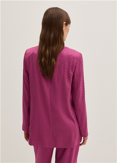 Viskon Jakarlı Açık Model Pembe Blazer