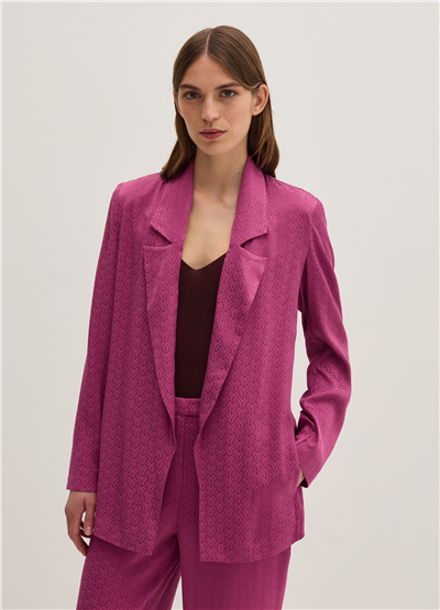 Viskon Jakarlı Açık Model Pembe Blazer