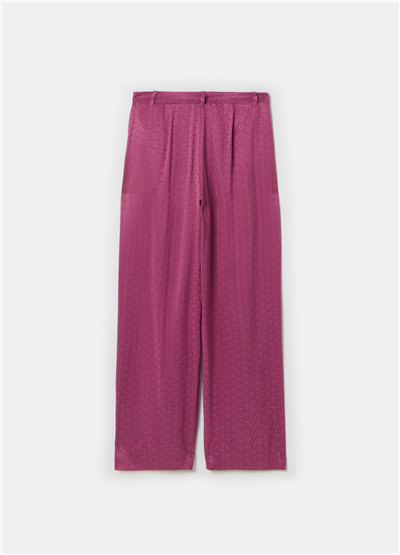 Viskon Jakarlı Bol Paçalı Pembe Pantolon