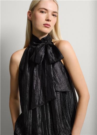 Viskon Karışımlı Siyah Bluz