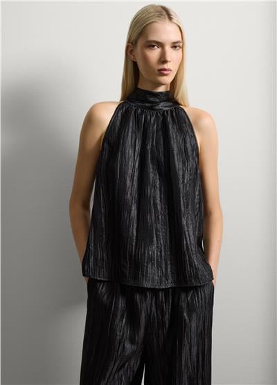 Viskon Karışımlı Siyah Bluz