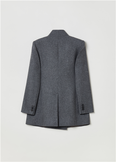 Yakasız Kruvaze Gri Blazer