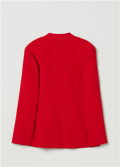Yan Yırtmaçlı Kırmızı Kruvaze Blazer