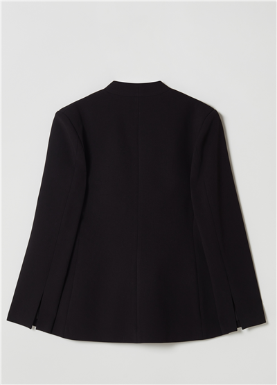 Yan Yırtmaçlı Siyah Kruvaze Blazer