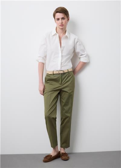 Yeşil Esnek Pamuklu Pantolon