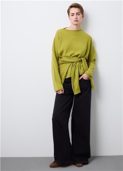 Yeşil Oversize Saf Yün Kazak