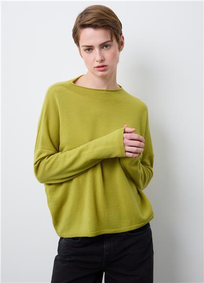 Yeşil Oversize Saf Yün Kazak