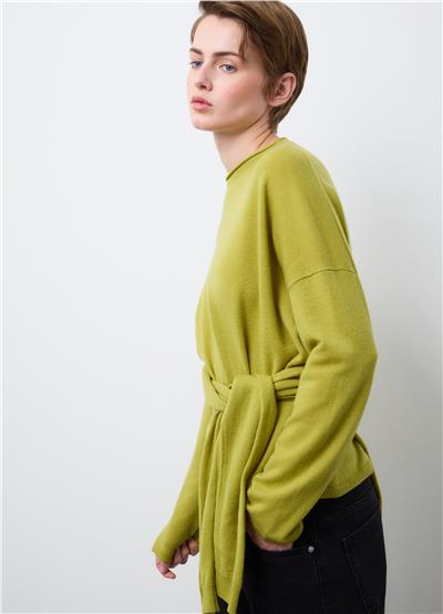 Yeşil Oversize Saf Yün Kazak