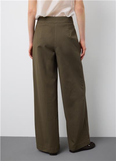 Yeşil Saf Pamuklu Bol Paça Pantolon