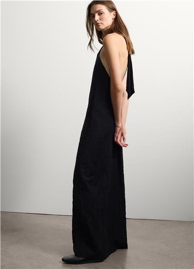 Yular Yakalı Uzun Siyah Elbise