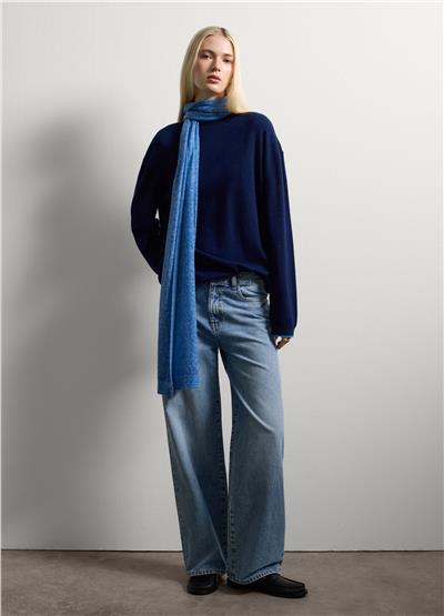 Mavi Yün Karışım Atkı