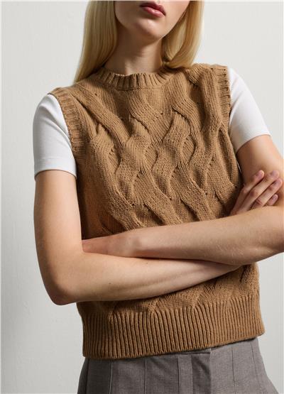 Açık Kahverengi Yün Karışımlı Normal Kesim Kazak