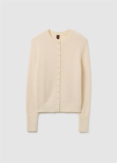 Krem Beyazı Yün Normal Kesim Hırka