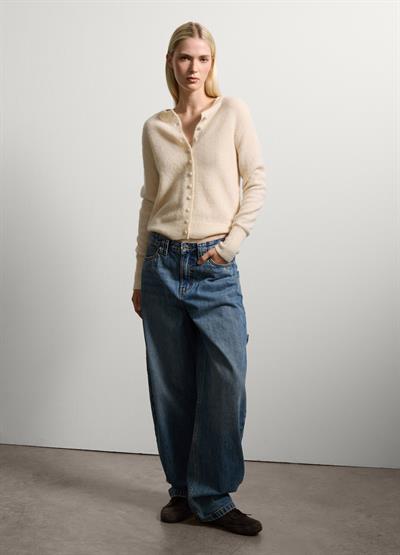 Krem Beyazı Yün Normal Kesim Hırka