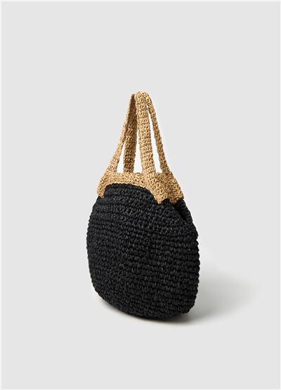Yuvarlak Raffia Alışveriş Çantası