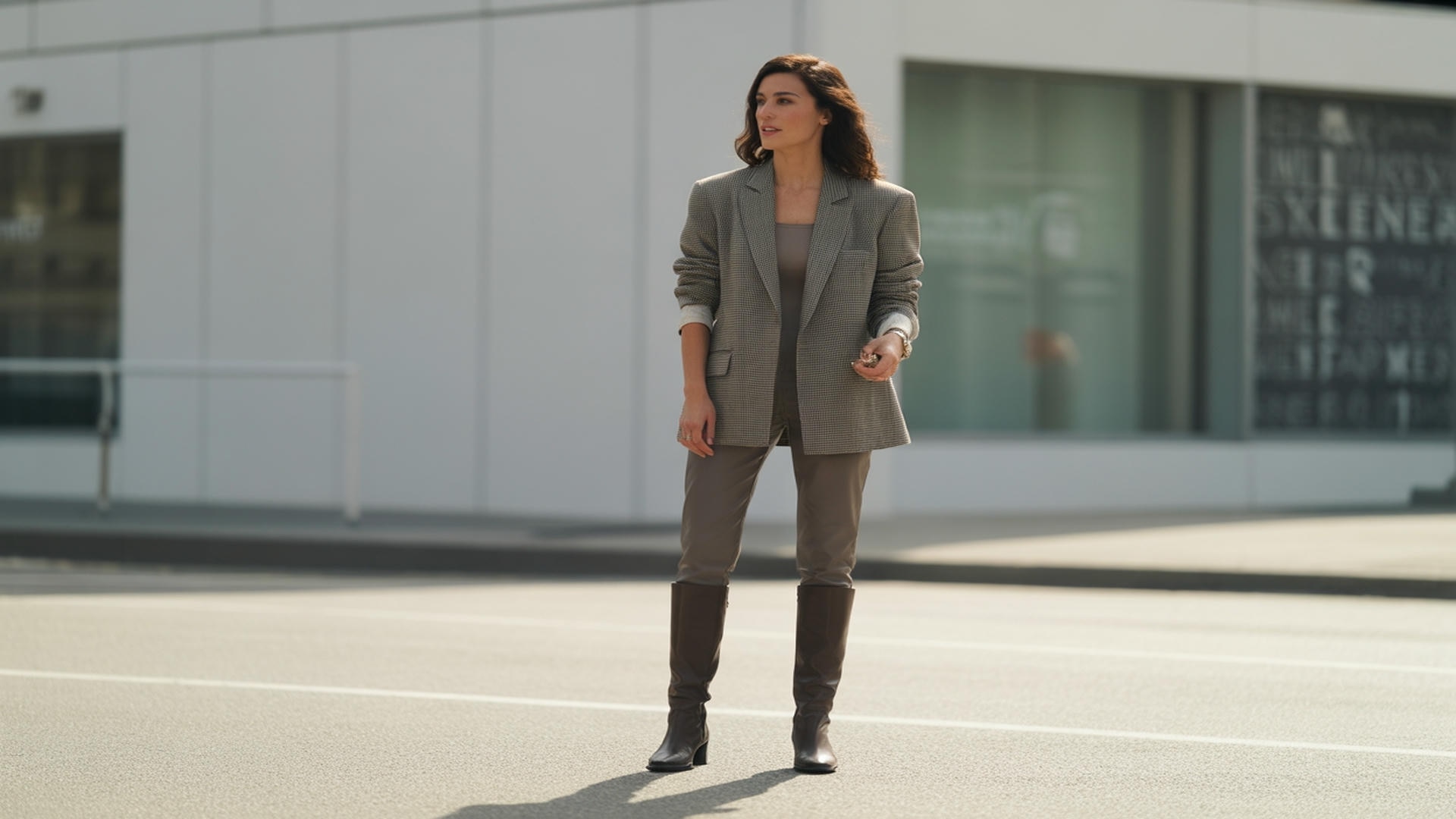 Uzun Çizmelerle Elbise ve Palto Kombini