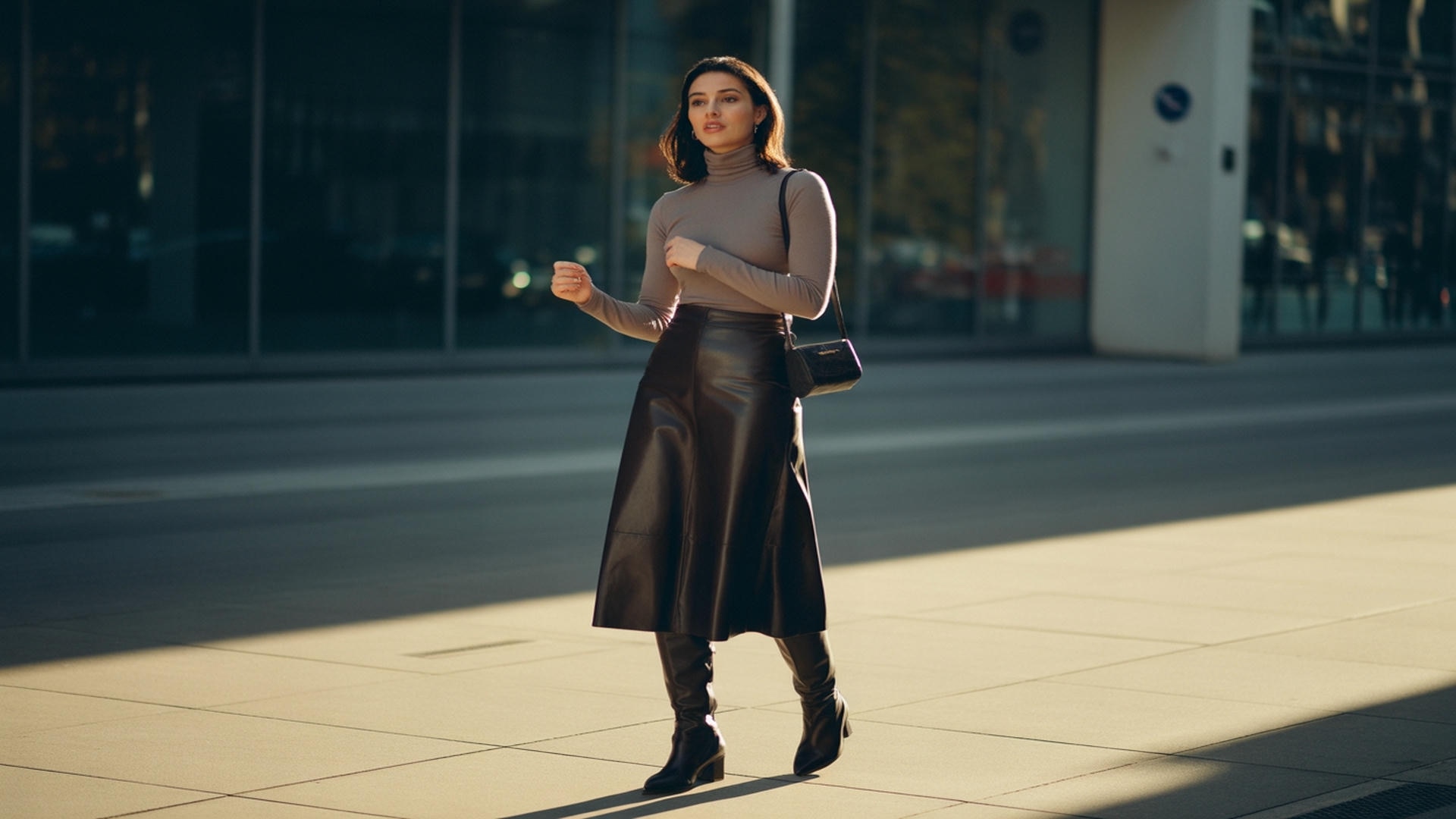 Uzun Çizmelerle Elbise ve Palto Kombini